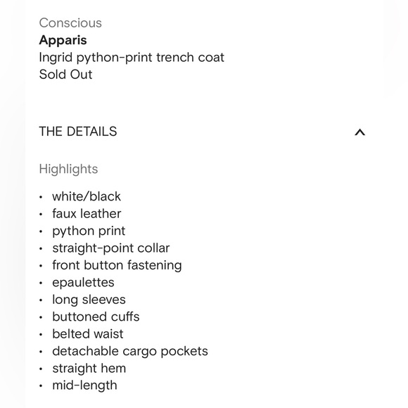 NWT APPARIS INGRID PYTHON TRENCH COAT - Picture 15 of 15